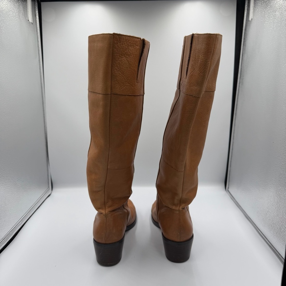 Nine West Leather Tan Knee High Equestrian Bohemian Hippie Quiet Luxury Boot 8M - Picture 4 of 7